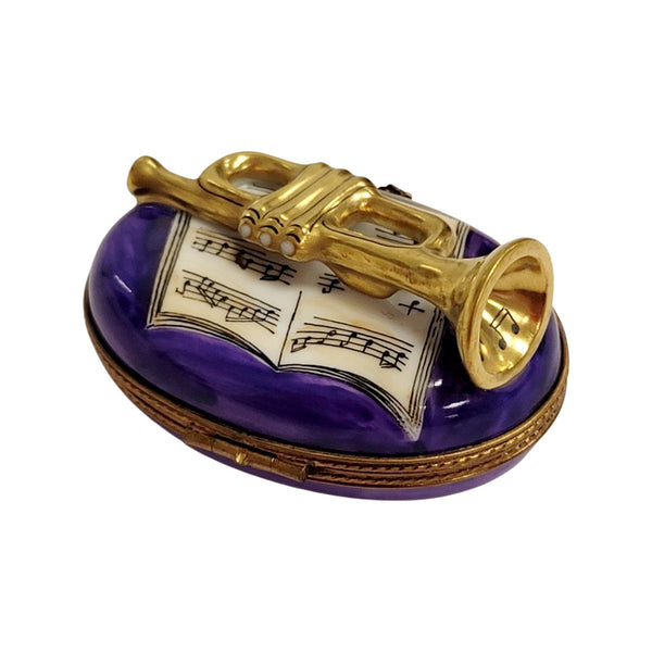 New Orleans Trumpet Porcelain Limoges Trinket Box