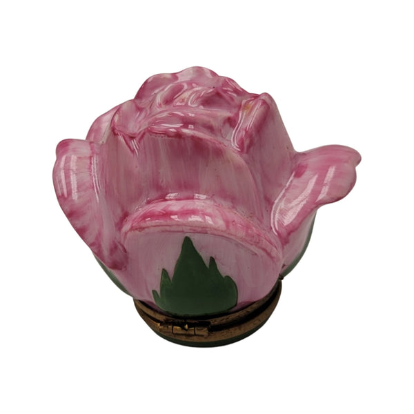 Open Rose Bud Porcelain Limoges Trinket Box