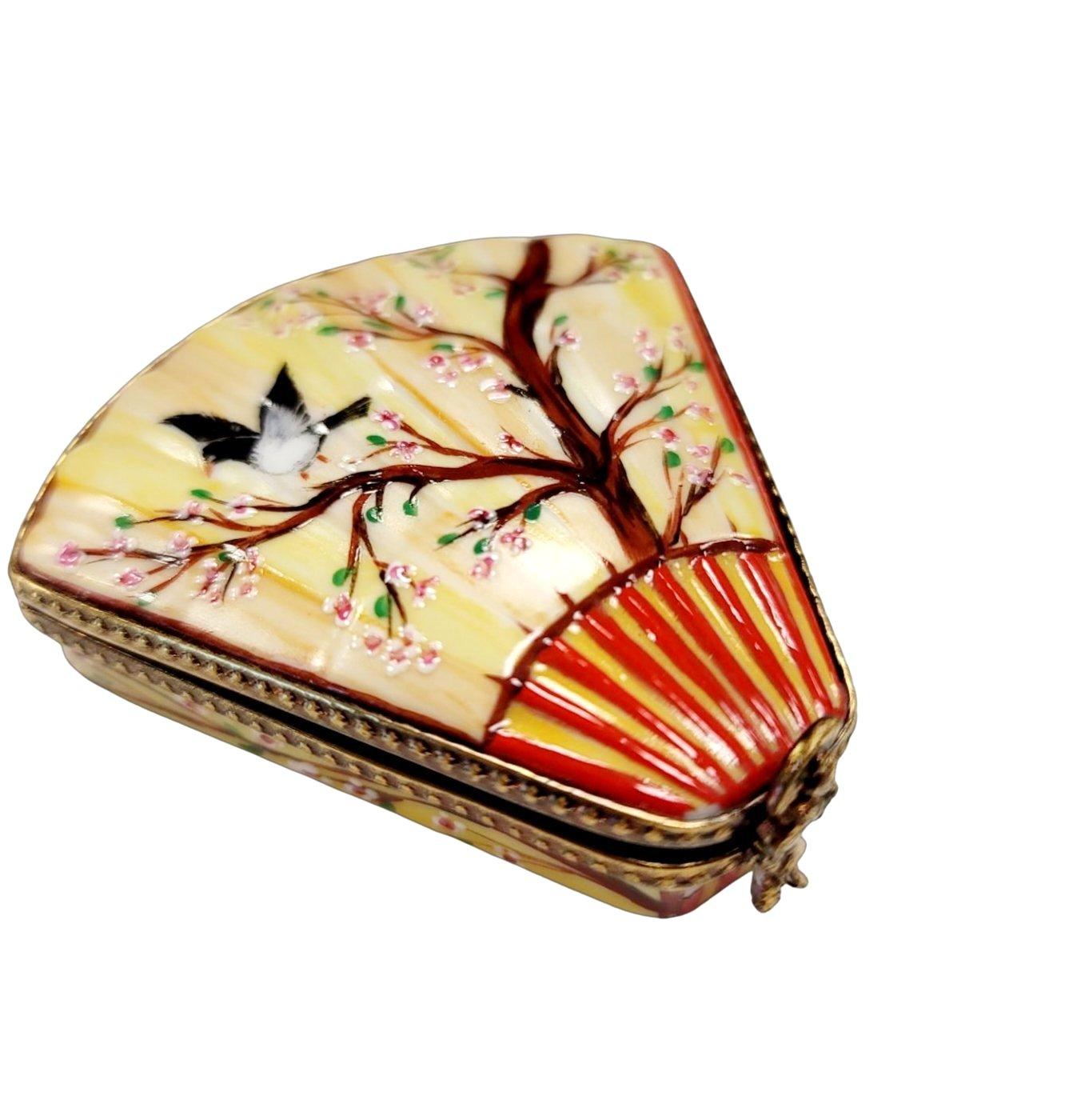 Oriental Fan Porcelain Limoges Trinket Box