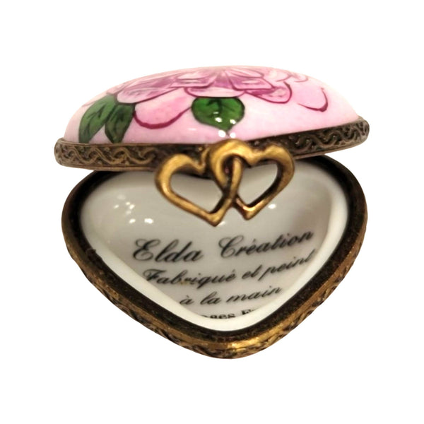 PENDANT Heart Roses Porcelain Limoges Trinket Box