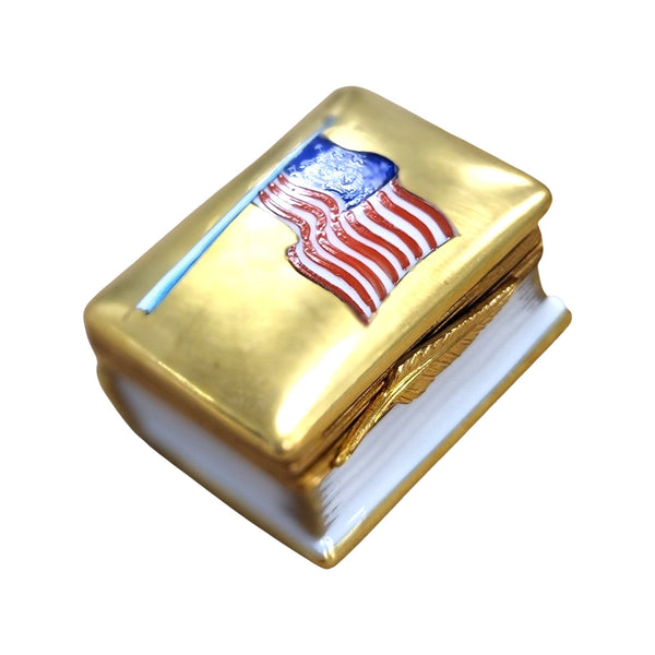 Patriotic American Flag United States Porcelain Limoges Trinket Box
