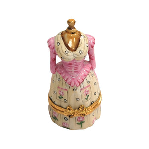 Pink Antique Dress on Form Porcelain Limoges Trinket Box