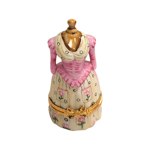 Pink Antique Dress on Form Porcelain Limoges Trinket Box
