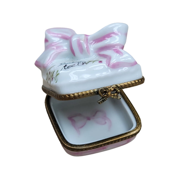 Pink Baby Teeth tooth Porcelain Limoges Trinket Box