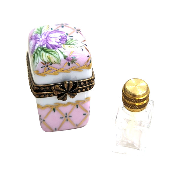 Pink Bottle Perfume Porcelain Limoges Trinket Box