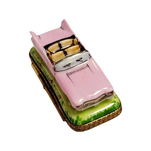 Pink Cadillac Convertable Porcelain Limoges Trinket Box