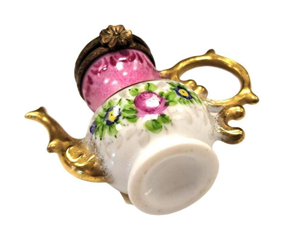 Pink French Teapot Porcelain Limoges Trinket Box