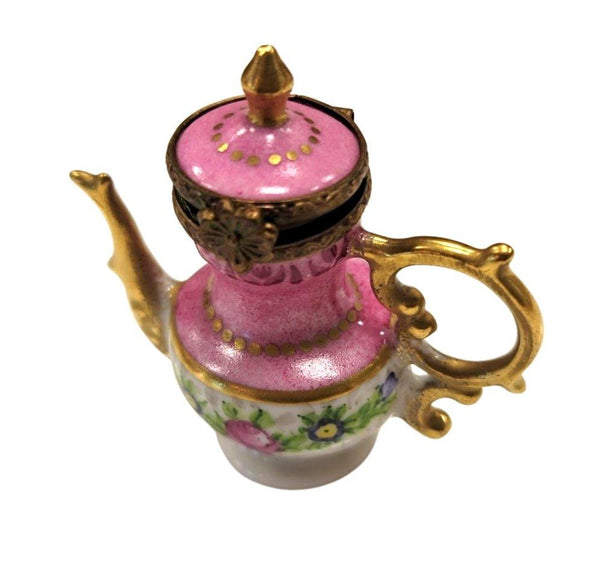 Pink French Teapot Porcelain Limoges Trinket Box