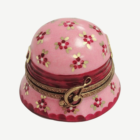 Pink Hat Violin Porcelain Limoges Trinket Box