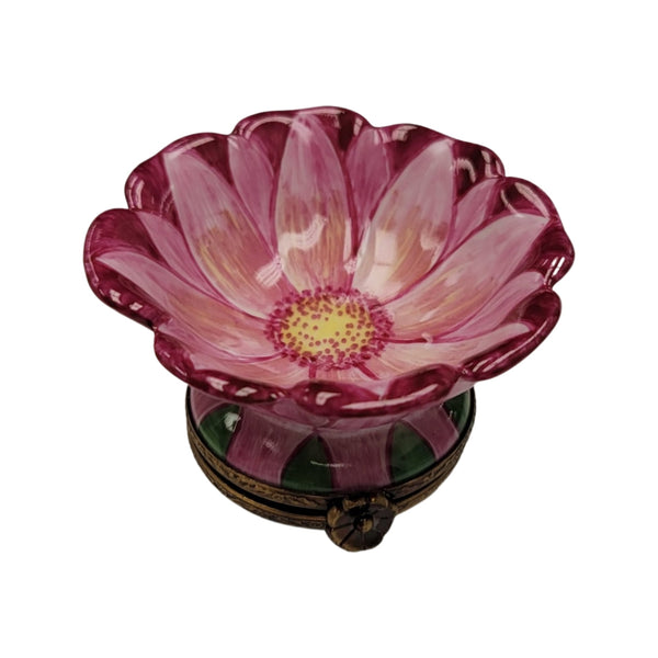 Pink Open Flower Bud Porcelain Limoges Trinket Box