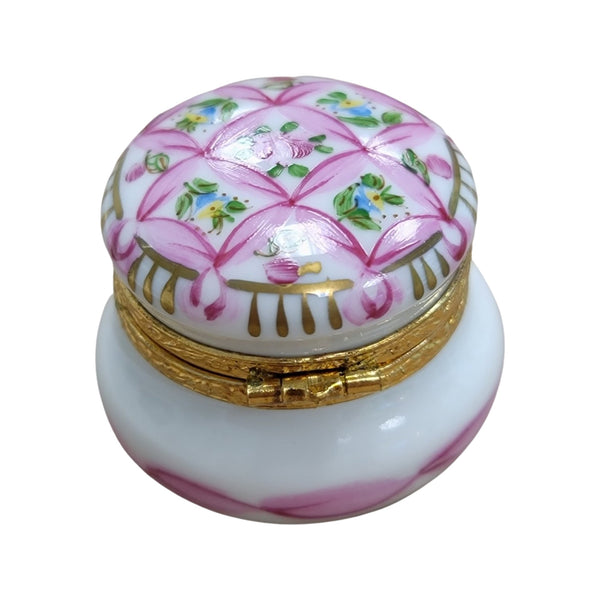 Pink Pot Urn Round Porcelain Limoges Trinket Box