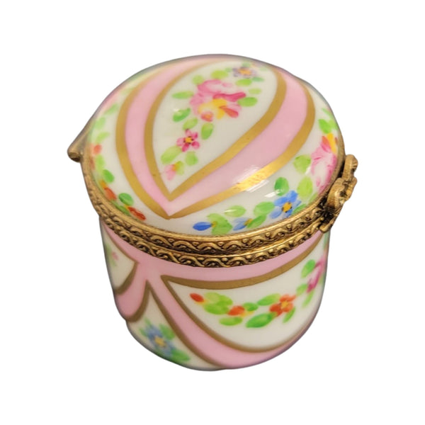Pink Round Pill Porcelain Limoges Trinket Box
