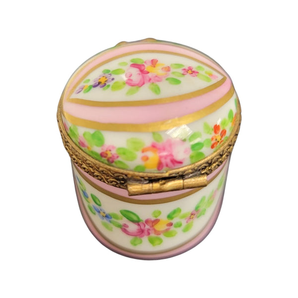 Pink Round Pill Porcelain Limoges Trinket Box