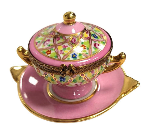 Pink Soup Toureen Porcelain Limoges Trinket Box
