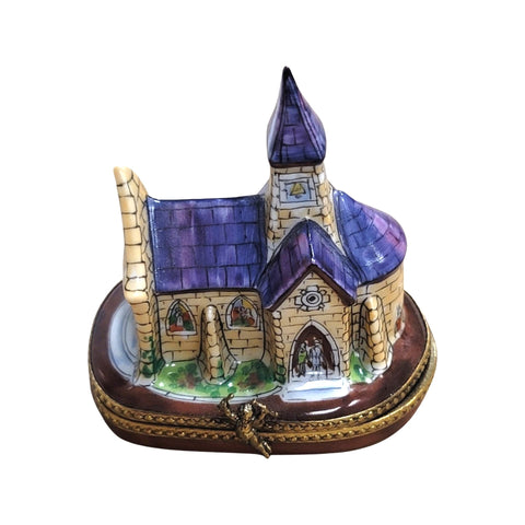 Purple Cathedral Church Porcelain Limoges Trinket Box