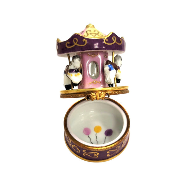Purple Merry Go Round Carousel Carnival Ride Porcelain Limoges Trinket Box