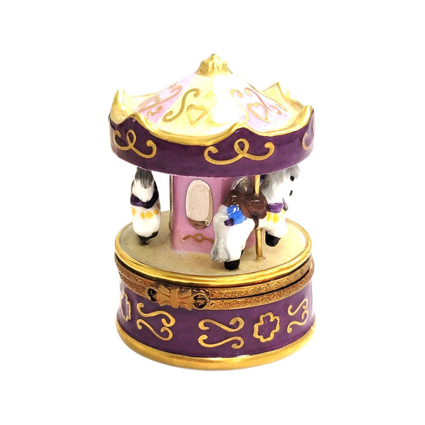 Purple Merry Go Round Carousel Carnival Ride Porcelain Limoges Trinket Box