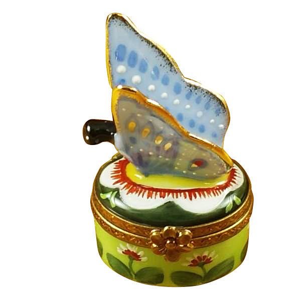 Butterfly BlueGold Limoges Porcelain Box