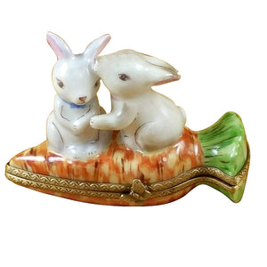 Rabbits on Carrot Limoges Porcelain Box