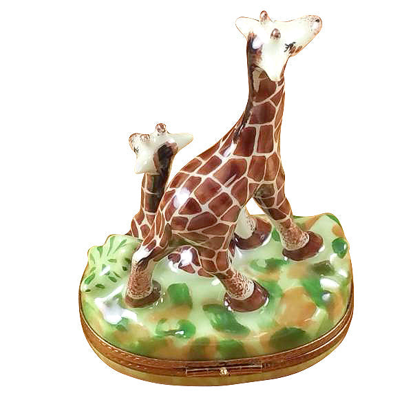 Giraffe with Baby Limoges Porcelain Box
