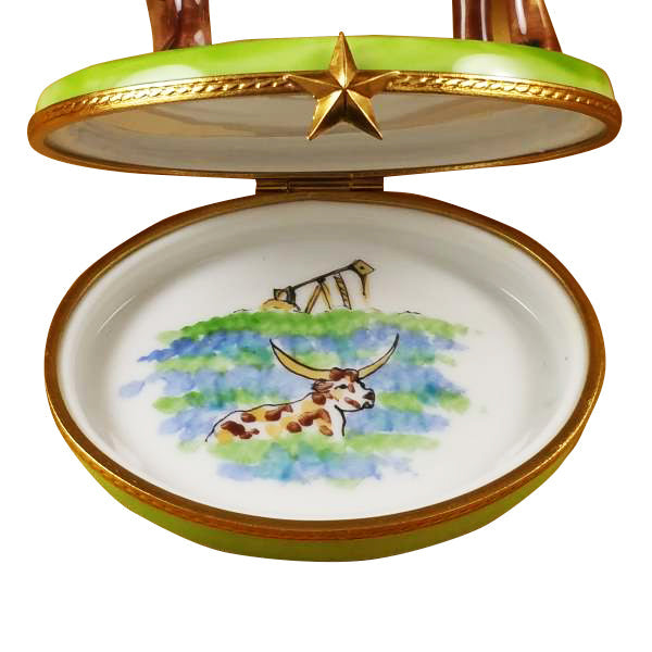 Longhorn with Removable Insert Limoges Porcelain Box
