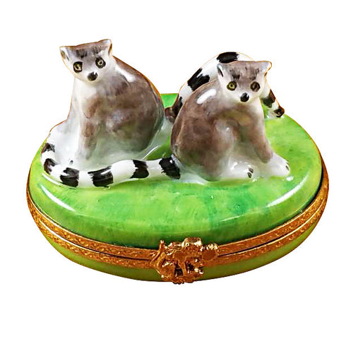 Lemur Monkeys Limoges Porcelain Box