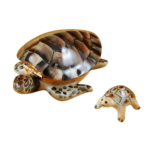 Turtle with Baby Limoges Box Limoges Porcelain Box