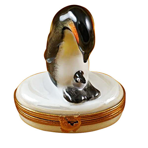 Penguin with Baby Limoges Box Limoges Porcelain Box
