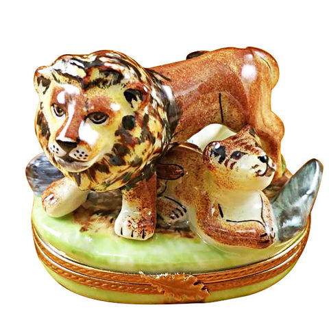 Lion with Baby Limoges Box Limoges Porcelain Box