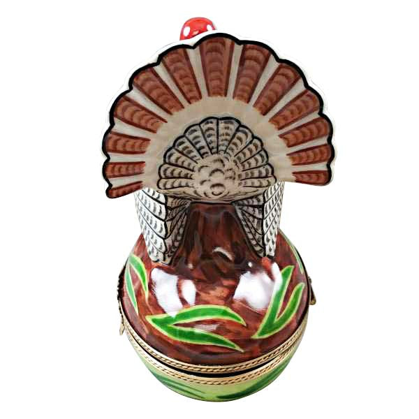 Large Turkey with Removable Ear of Corn Limoges Porcelain Box