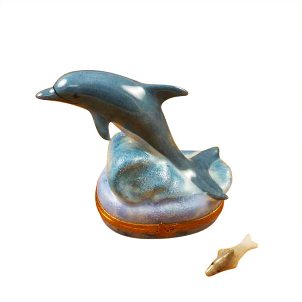 Dolphin with Baby Limoges Porcelain Box