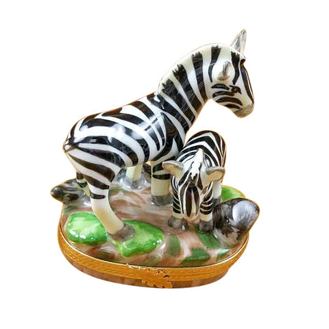 Zebra with Baby Limoges Box Limoges Porcelain Box