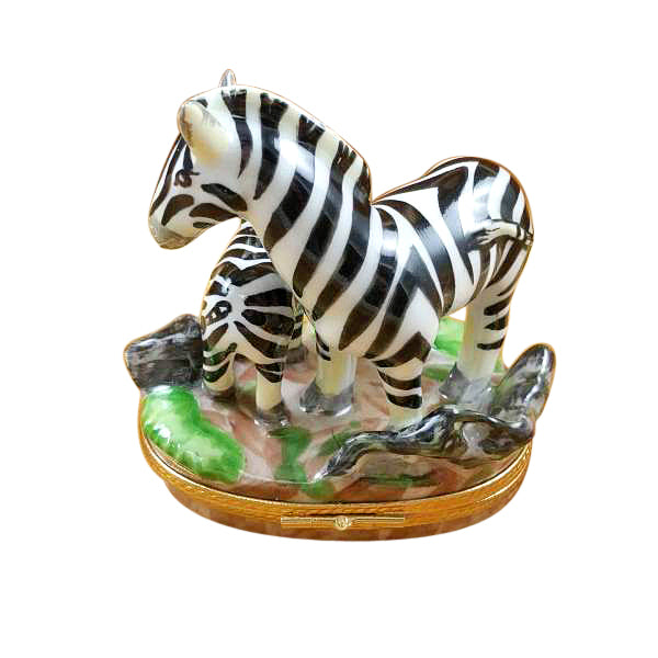 Zebra with Baby Limoges Porcelain Box