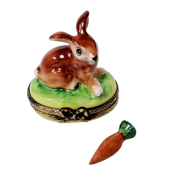 Small Bunny with Removable Carrot Limoges Porcelain Box