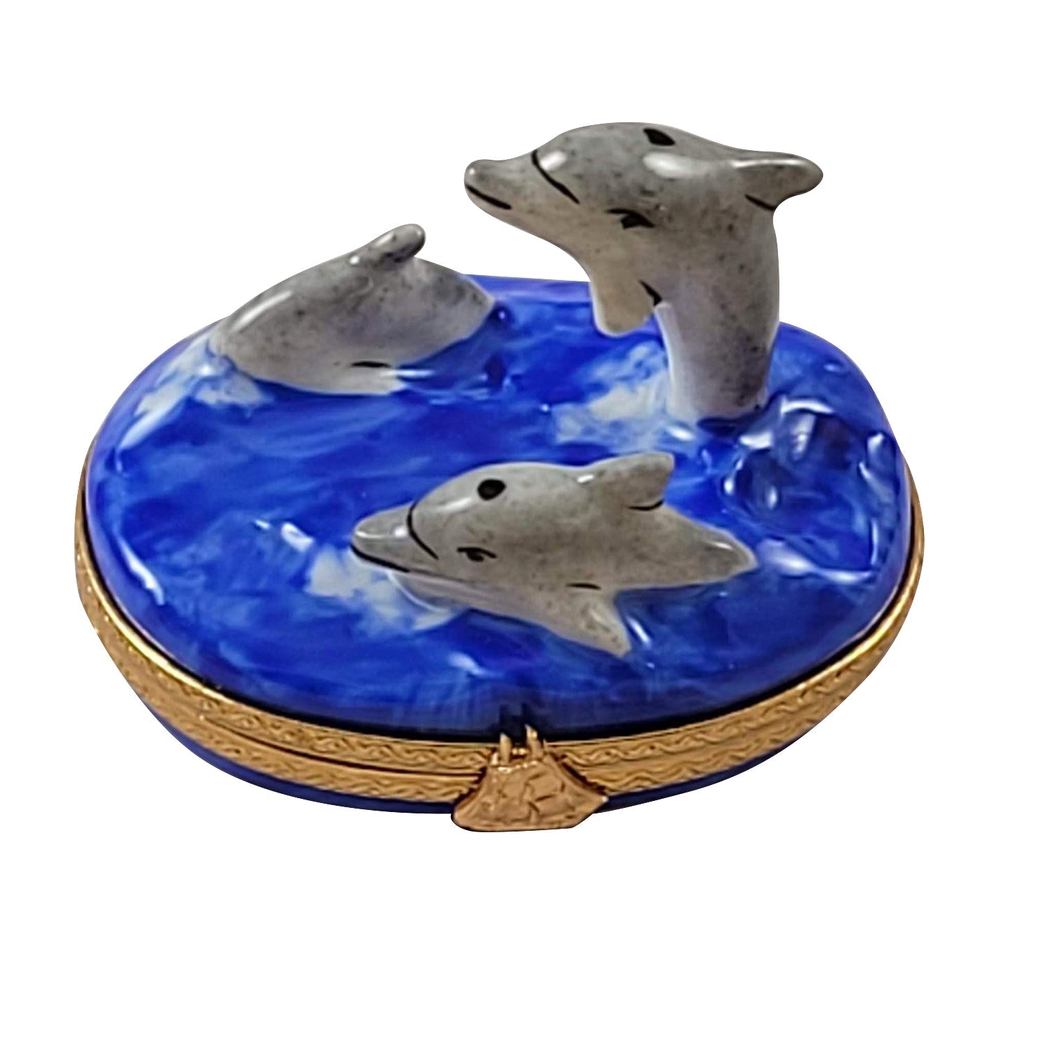 Three Dolphins Limoges Porcelain Box