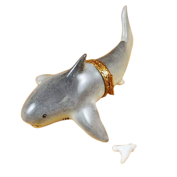 BOX　LIMOGES　FROM　SHARK　TOOTH　FIGURINE　FRANCE-　W/　AUTHENTIC　REMOVABLE　PORCELAIN