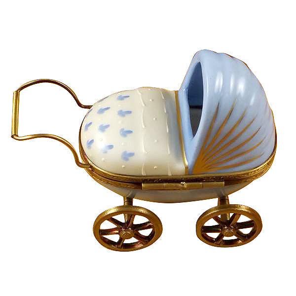 Blue Baby Carriage Limoges Porcelain Box