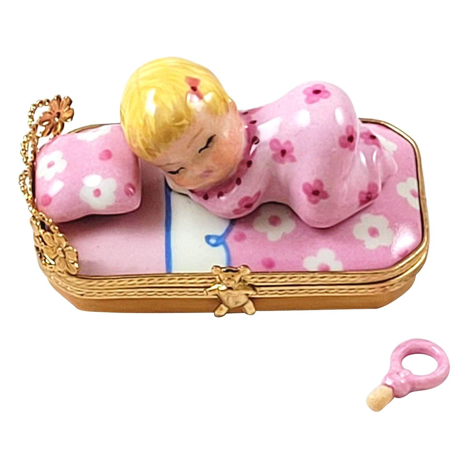 Baby In Pink Bed w Pacifier Baby