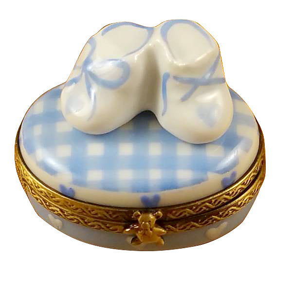 Oval It's a Boy with Shoes Limoges Porcelain Box