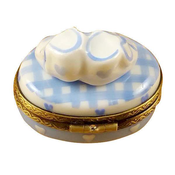 Oval It's a Boy with Shoes Limoges Porcelain Box