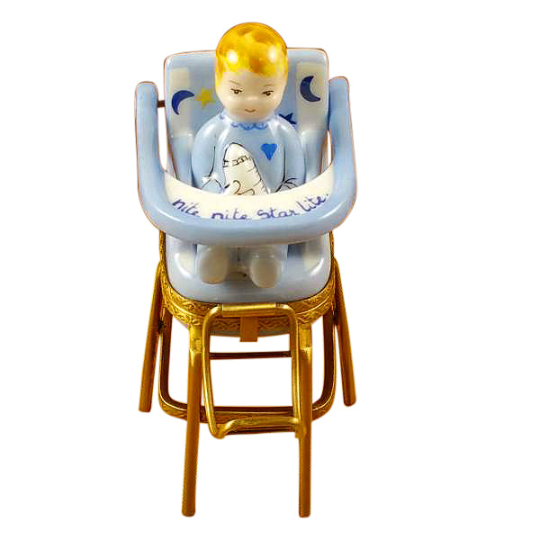 Baby High Chair Blue Limoges Porcelain Box