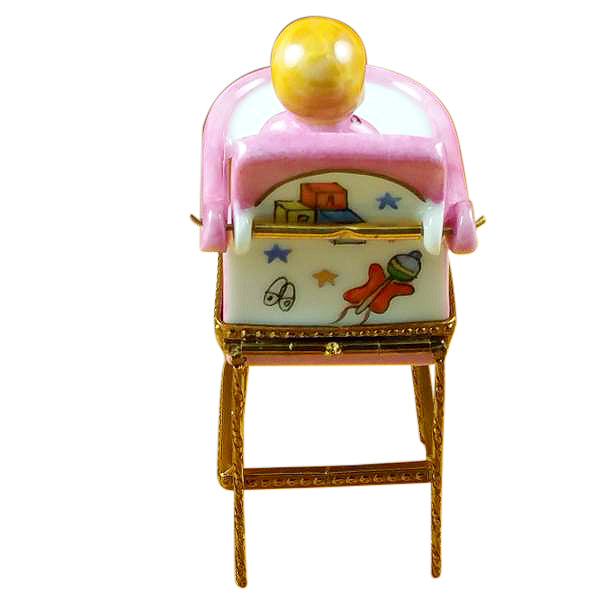Baby High Chair Pink Limoges Porcelain Box