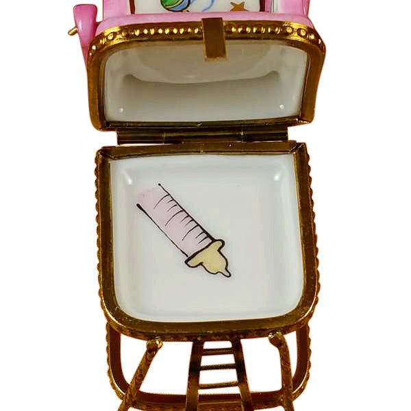 Baby High Chair Pink Limoges Porcelain Box
