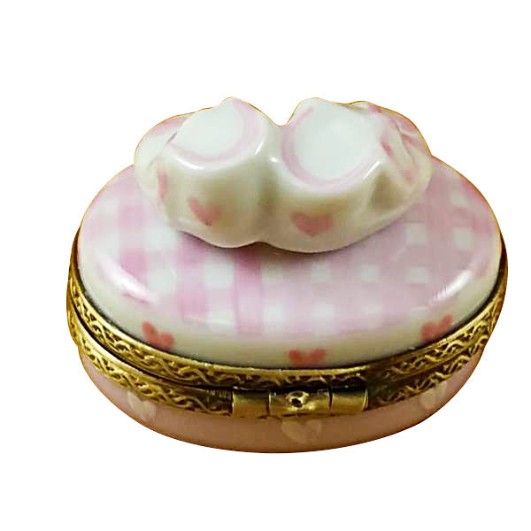 Pink It's A Girl with Shoes Limoges Porcelain Box