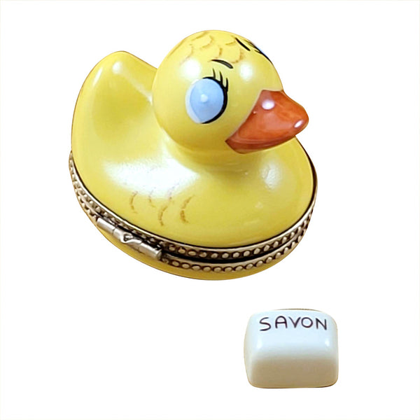 Rubber Duck with Yellow Soap Limoges Porcelain Box