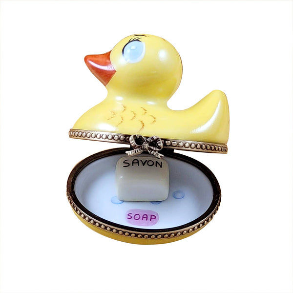 Rubber Duck with Yellow Soap Limoges Porcelain Box