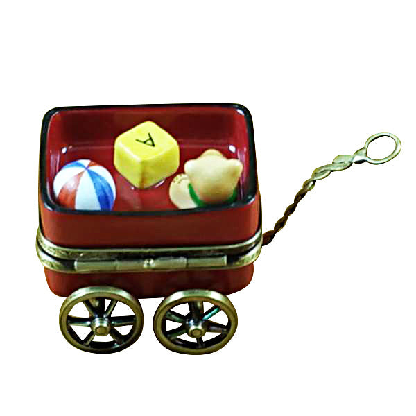 Red Wagon with Bear Limoges Porcelain Box