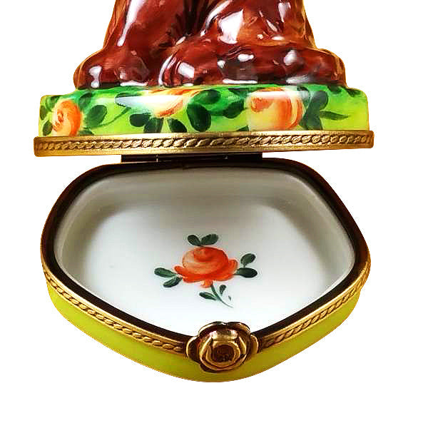 Ruby King Charles Spaniel Limoges Porcelain Box
