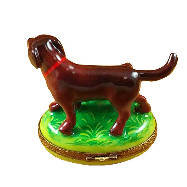 Chocolate Labrador with Puppy Limoges Porcelain Box