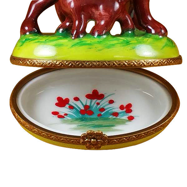 Chocolate Labrador with Puppy Limoges Porcelain Box